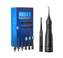 Sonic toothbrush with tip set and FairyWill FW-507+FW-5020E irrigator (black)