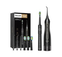 Sonic toothbrush with tip set and water fosser FairyWill FW-5020E + FW-E11 (black)