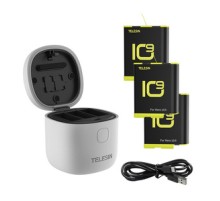 3-slot waterproof charger Telesin Allin box for GoPro Hero 9 / Hero 10 / Hero 11 / Hero 12 + 3 batteries (GP-BTR-906-GY-B)