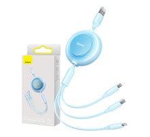 Baseus Bright Mirror 2, USB 3-in-1 cable for micro USB / USB-C / Lightning 3.5A 1.1m (Sky blue)