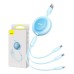 Baseus Bright Mirror 2, USB 3-in-1 cable for micro USB / USB-C / Lightning 3.5A 1.1m (Sky blue)