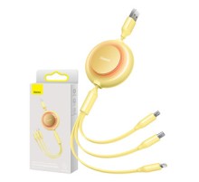 Baseus Bright Mirror 2, USB 3-in-1 cable for micro USB / USB-C / Lightning 3.5A 1.1m (Yellow)