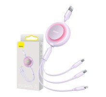 Baseus Bright Mirror 2, 3-in-1  USB 3-in-1 cable for micro USB / USB-C / Lightning 3.5A 1.1m (Purple)