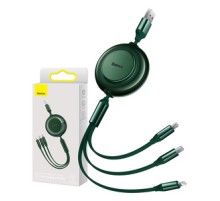 Baseus Bright Mirror 2, USB 3-in-1 cable for micro USB / USB-C / Lightning 3.5A 1.1m (Green)