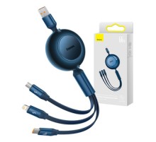 Baseus Bright Mirror 3, USB 3-in-1 cable for micro USB / USB-C / Lightning 66W / 2A 1.1m (Blue)