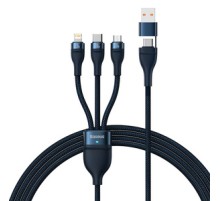 3in1 USB cable Baseus Flash Series 2, USB-C + micro USB + Lightning, 100W, 1.2m (blue)