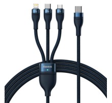 3in1 USB cable Baseus Flash Series 2, USB-C + micro USB + Lightning, 100W, 1.5m (blue)