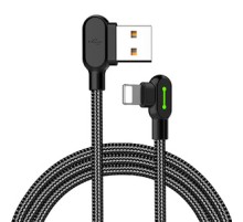 Angle USB Lightning Cable Mcdodo CA-4671 LED, 1.2m (Black)