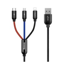 Baseus 3in1 Cable USB-C / Lightning / Micro 3,5A 0,3m (Black)