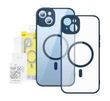 Baseus Frame Transparent Magnetic Case and Tempered Glass set for iPhone 14 Plus (blue)