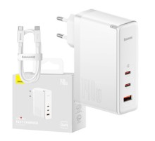 Wall charger Baseus GaN5 Pro 2xUSB-C + USB, 140W (white)