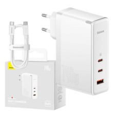 Wall charger Baseus GaN5 Pro 2xUSB-C + USB, 140W (white)