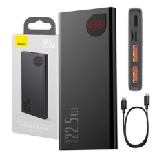 Powerbank Baseus Adaman Metal, 10000mAh, 2xUSB, USB-C, Lightning, MicroUSB  22.5W (black)