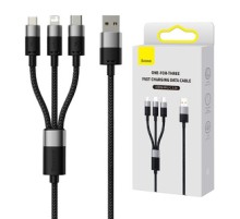 3in1 USB cable Baseus StarSpeed Series, USB-C + Micro + Lightning 3,5A, 1.2m (Black)