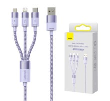 3in1 USB cable Baseus StarSpeed Series, USB-C + Micro + Lightning 3,5A, 1.2m (Purple)