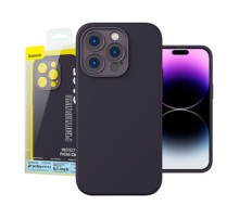 Baseus Liquid Silica Gel Case for iPhone 14 Pro (Elderberry)+ tempered glass + cleaning kit