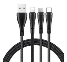 3in1 USB to USB-C / Lightning / Micro USB Cable, Mcdodo CA-6960, 1.2m (Black)