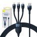 3in1 USB cable Baseus USB 3in1 Baseus Flash Series, USB-C + Micro + Lightning 66W, 1.2m (blue)