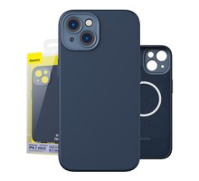 Baseus Liquid Silica Magnetic Case and Tempered Glass set for iPhone 14 Plus (blue)