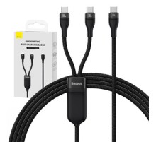 2in1 USB cable Baseus Flash Series USB-C do USB-C 100W, 1.5m (black