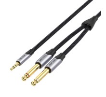 Cable audio mini jack 3.5mm to 2x  6.5mm Vention BARHG 1.5m (grey)