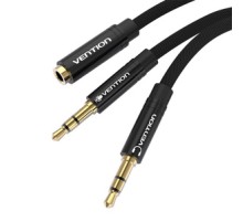 Cable audio mini jack 3.5mm female to 2x mini jack 3.5 mm male Vention BBLBAB 0.6m (black)