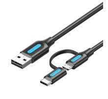 Cable 2in1 USB 2.0 to USB-C/Micro USB Vention CQDBF 1m (black)