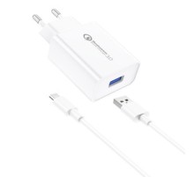 Wall Charger Foneng EU13 18W + USB to Micro USB Cable, 3A (White)