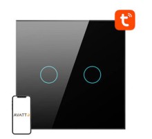 Smart Light Switch ZigBee Avatto LZTS02-EU-B2 2 Way No Neutral TUYA (black)