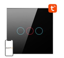 Smart Light Switch ZigBee Avatto LZTS02-EU-B3 3 Way No Neutral TUYA (black)