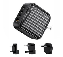 INVZI GanHub 3x USB-C + USB wall charger, 100W, EU/UK/AU/US (black)