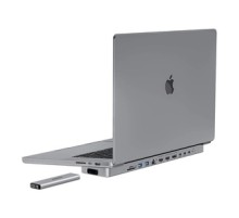 USB-C docking station / Hub for MacBook Pro 13" / 14" INVZI MagHub 12in2 with SSD tray (gray)