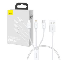 Quick Charge USB to M+L+C  Baseus Superior Data 3.5A 0,5m (White)