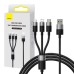 Quick Charge USB to M+L+C Baseus StarSpeed 3.5A 0,6m (Black)