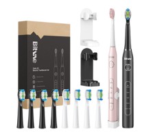 Sonic toothbrushes with tips set and 2 toothbrush holders Bitvae D2+D2 (pink and black)
