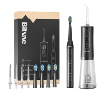 Sonic toothbrush with tips set and water flosser Bitvae D2+C2 (black)