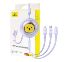Charging Cable 3w1 Baseus USB to USB-C, USB-M, Lightning 3,5A, 1,1m (purple)