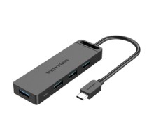 USB-C 3.0 Hub to 4 Ports with Power Adapter Vention TGKBD 0.5m Black ABS