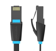 Flat Network Cable UTP CAT6 Vention IBJBI RJ45 Ethernet 1000Mbps 3m Black