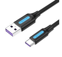 USB 2.0 A to USB-C Cable Vention CORBI 5A 3m Black PVC