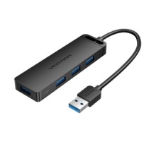 USB 3.0 4-Port Hub with Power Adapter Vention CHLBB 0.15m, Black