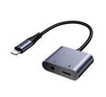 2-in-1 Audio adapter Joyroom SY-L01 Lightning to 3.5mm + Lightning (black)