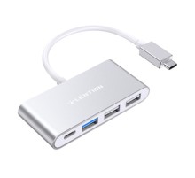 Lention 4in1 Hub USB-C to USB 3.0 + 2x USB 2.0 + USB-C (silver)