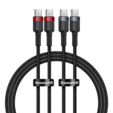 Cable Baseus Cafule USB-C to USB-C 100W,1m, 2psc (Red Black, Grey Black)