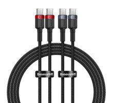 Cable Baseus Cafule USB-C to USB-C 100W,2m, 2psc (Red Black, Grey Black)