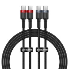 Cable Baseus Cafule USB-C to USB-C 100W,2m, 2psc (Red Black, Grey Black)