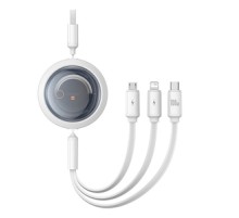 3-in-1 Baseus Free2Draw USB to M+L+C 100W cable, 1.1 m (white)