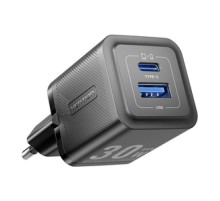 Wall charger, Vention, FEQB0-EU,  USB-C, USB- A, 30W/30W, GaN (black)