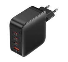 Wall charger, Vention, FEIB0-EU,  3xUSB-C, USB- A, 140W/140W/30W/18W, GaN (czarna)