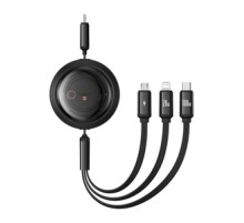 Fast Charging Cable 3in1 Baseus Free2Draw USB-C to USB-C/Lightning/Micro 100W, 1,1m (black)